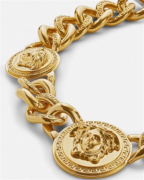 versace gold & black resin medusa necklace|Versace jewelry real gold.